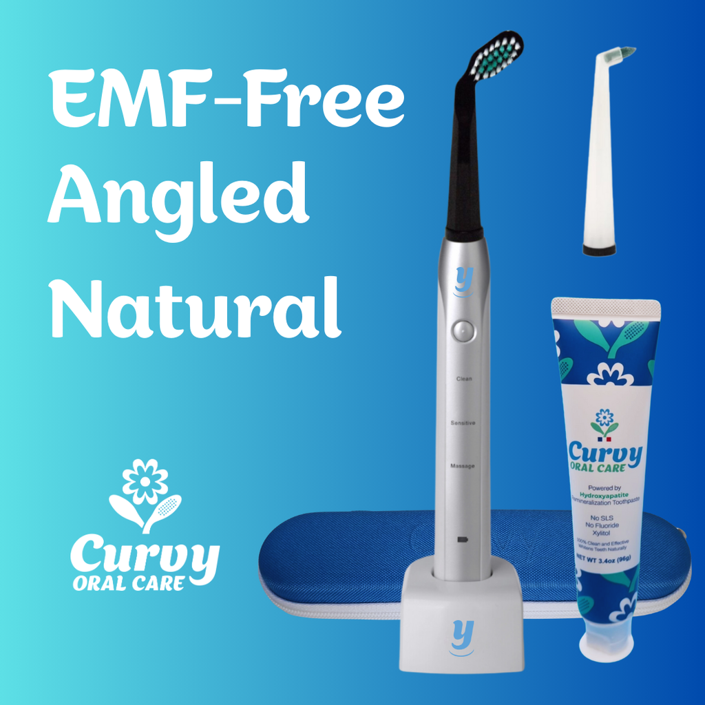 Combo Y EMF-Free Angled Sonic Toothrbsuh + Curvy Natural Toothpaste + Travel Case