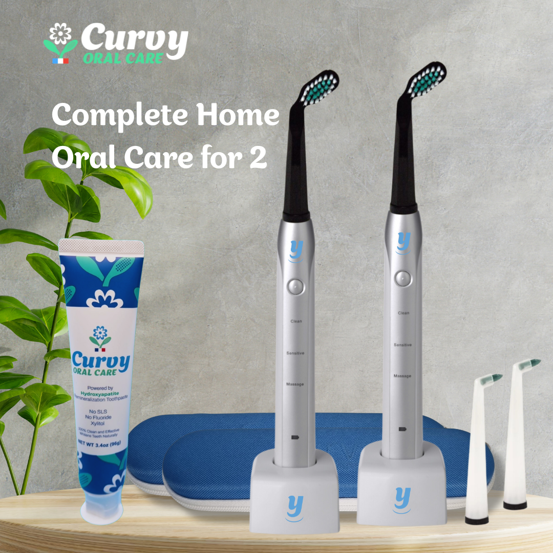 2 x Combo Y Sonic Toothrbsuh + 1 Curvy Toothpaste + 2 Travel Cases