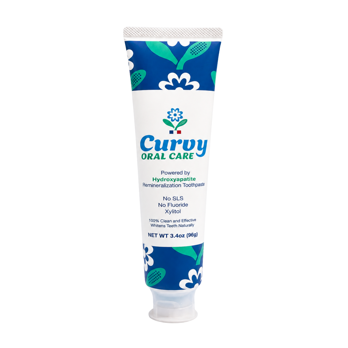 Curvy hydroxyapatite natural toothpaste for remineralization and whitening