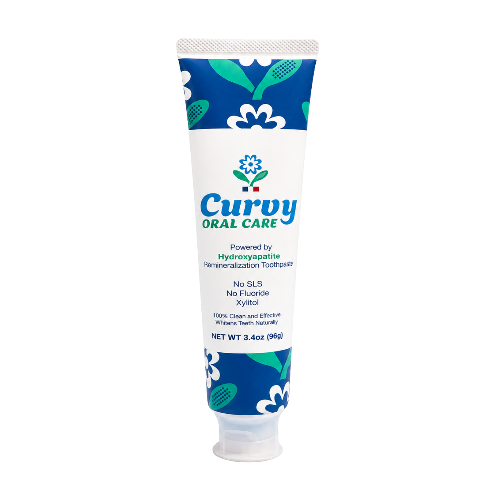 Curvy hydroxyapatite natural toothpaste for remineralization and whitening