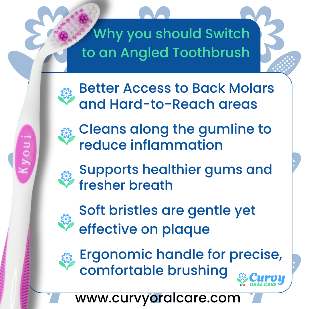 Angled Manual Toothbrush for Adults – Soft BPA-Free Bristles | Ergonomic Handle for Precise Cleaning