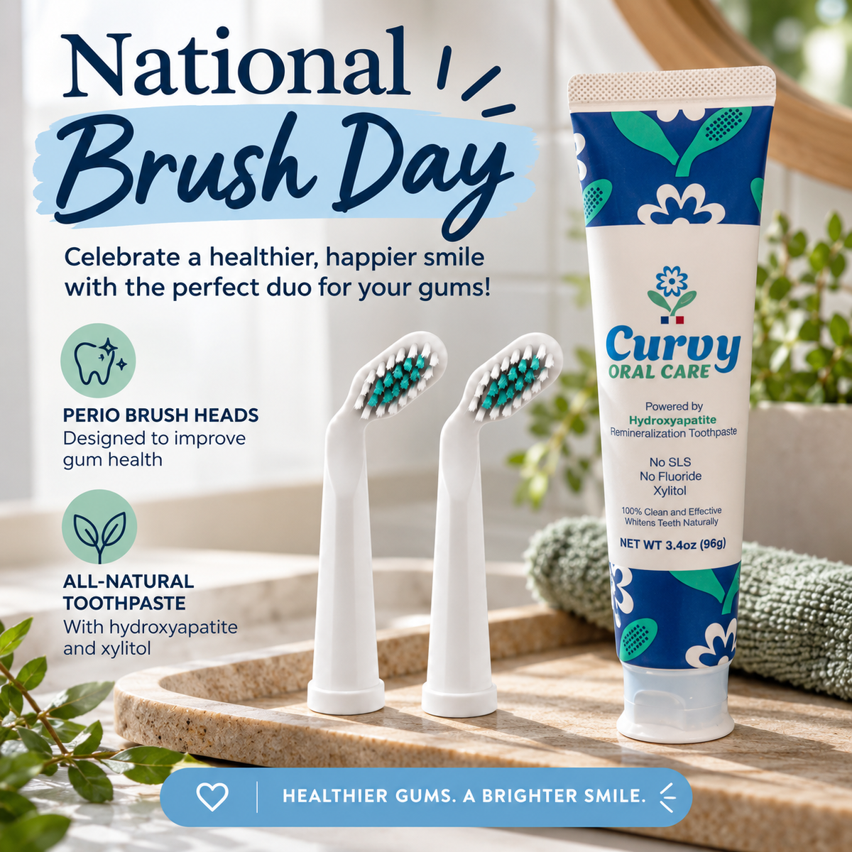 Gentle Gum Protection Combo - Perio Brush Heads + All-Natural Toothpaste