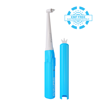 Orthoking EMF-Free portable sonic end-tuft toothbrush for braces, implants and gumline cleaning.